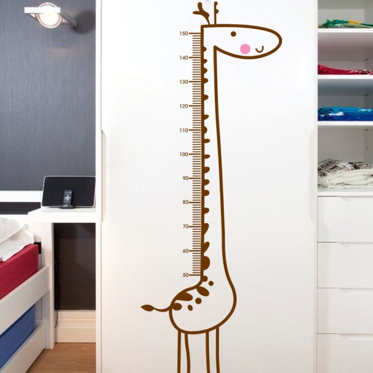 Cartoon Kindergarten Kids Giraffe Height Sticker
