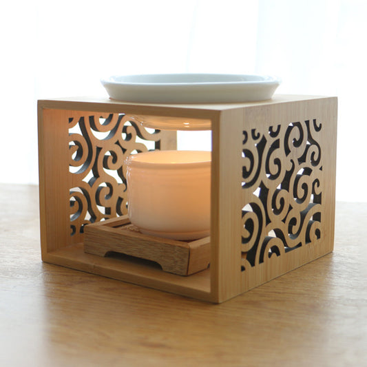 Aromatherapy Lamp Essential Oil Bamboo Wood Candle Holder